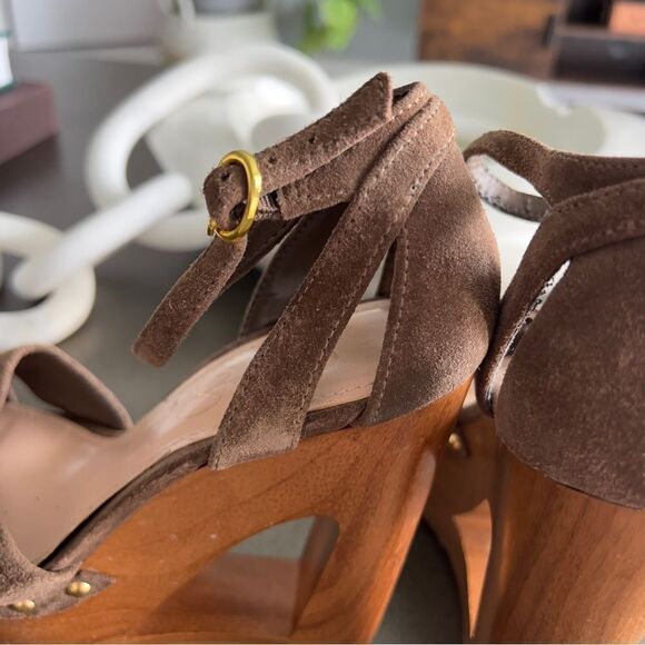 JESSICA SIMPSON Nikki Coffee Veronica Suede Wedge Heels Size 37B - Picture 5 of 9